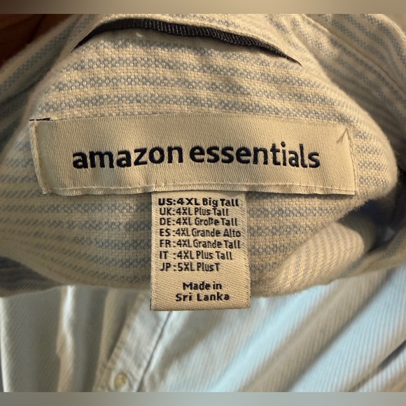 Amazon Essentials Men's Slim-Fit Long-Sleeve Stretch Oxford Shirt White/Blue 4XL - Picture 3 of 5